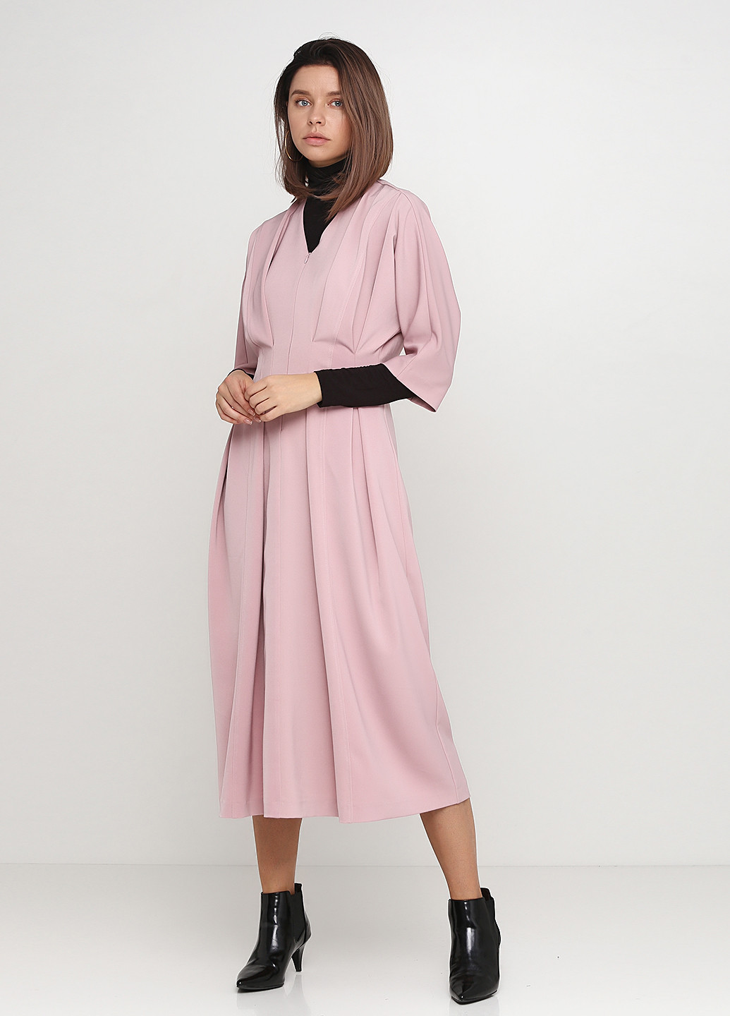 Розово-коричневое кэжуал платье Gingier Studio однотонное