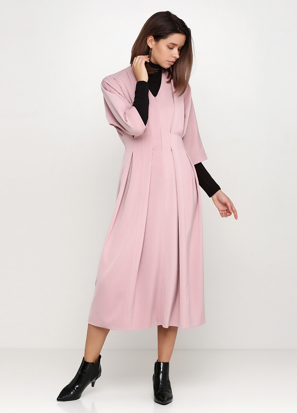 Розово-коричневое кэжуал платье Gingier Studio однотонное