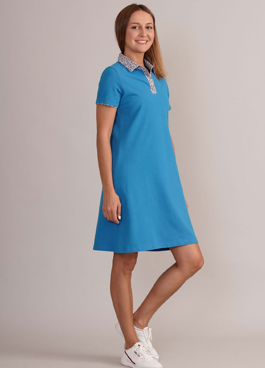 Синее кэжуал платье поло Promin. однотонное