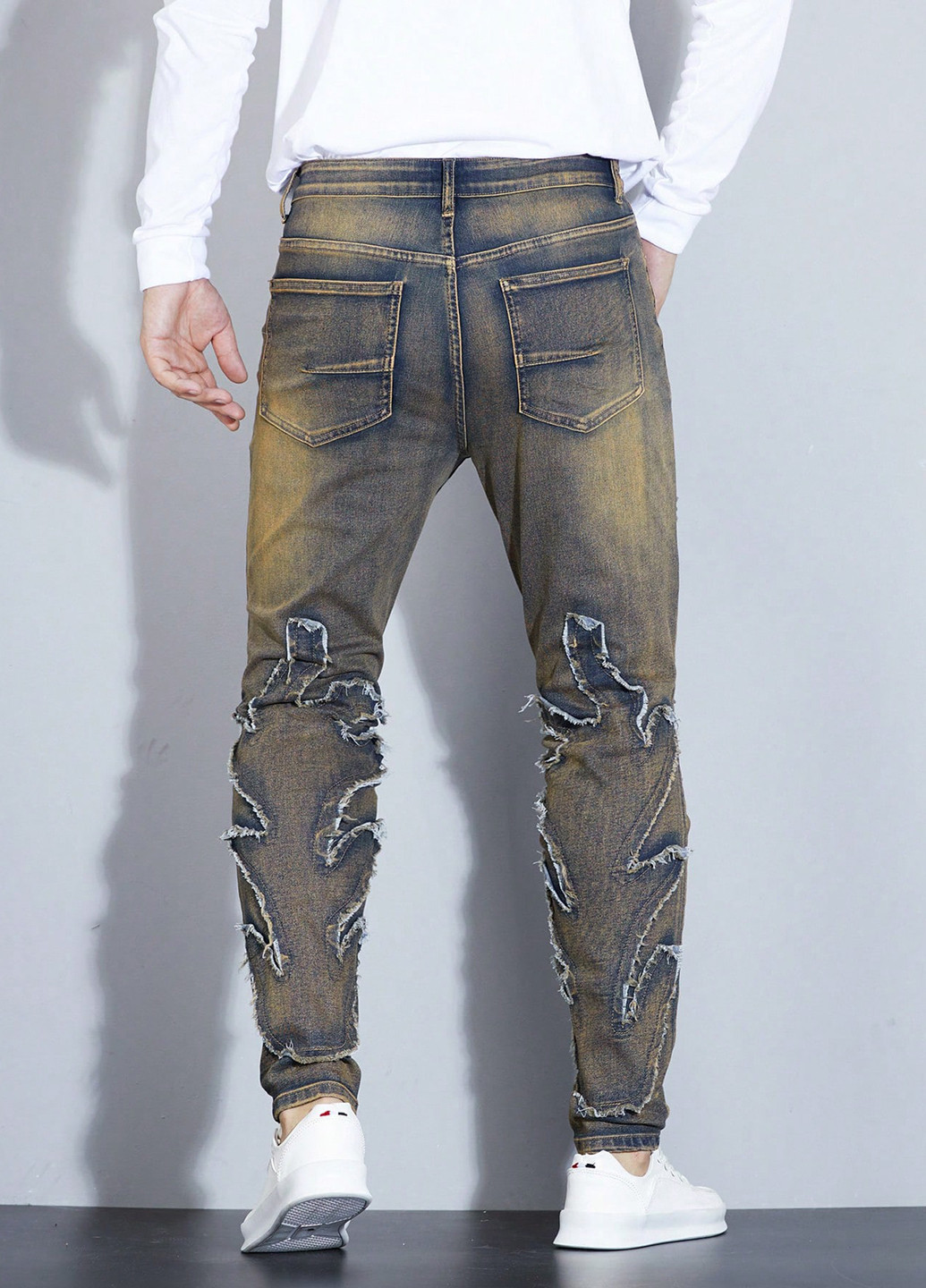 Бронзовые демисезонные скинни джинсы SHEIN