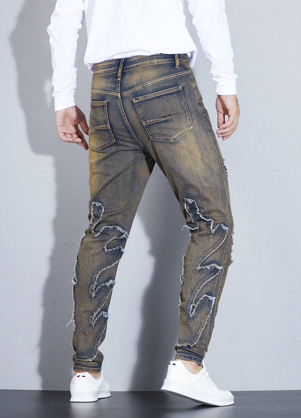 Бронзовые демисезонные скинни джинсы SHEIN