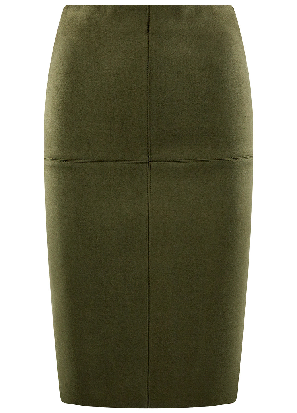 Оливково-зеленая кэжуал однотонная юбка Oodji миди