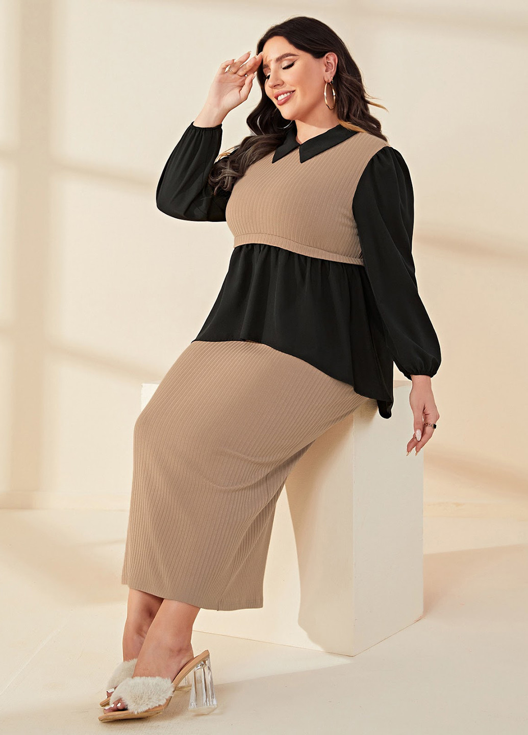 Комбинированный демисезонный комплект (блуза, юбка) SHEIN