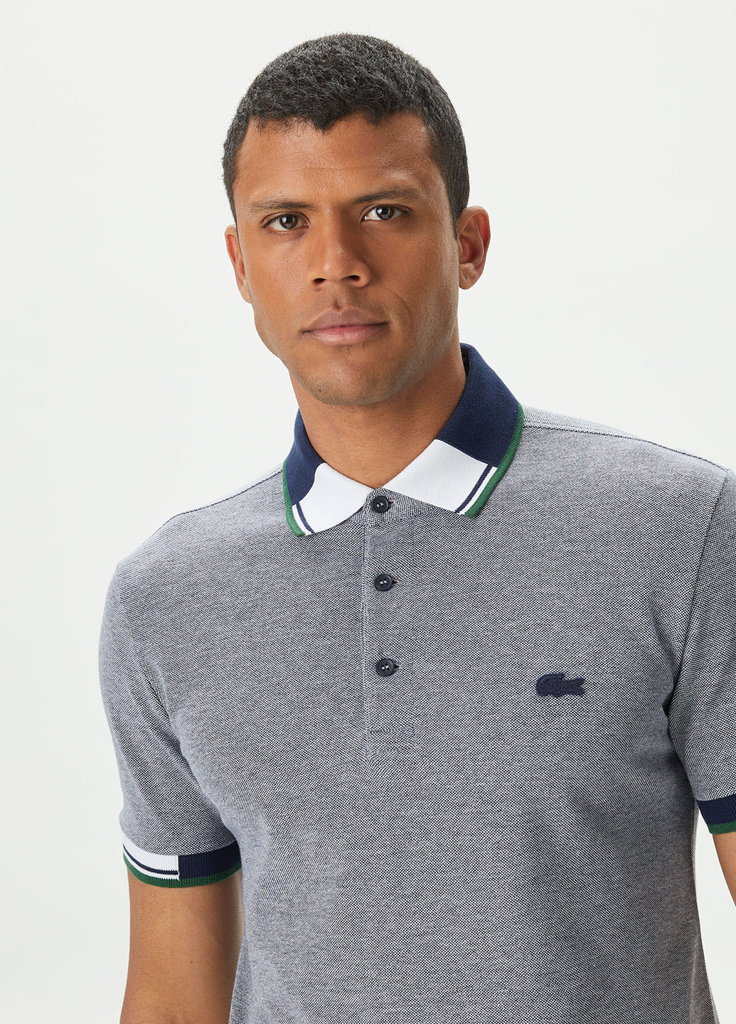 Серо-синяя футболка-поло для мужчин Lacoste меланжевая