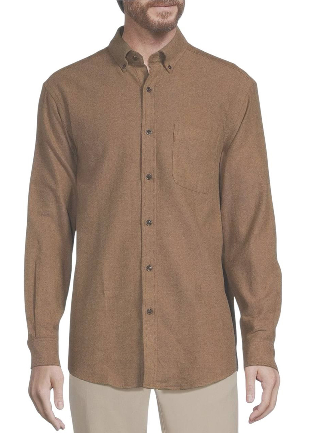 Темно-бежевая кэжуал рубашка однотонная Roundtree & Yorke
