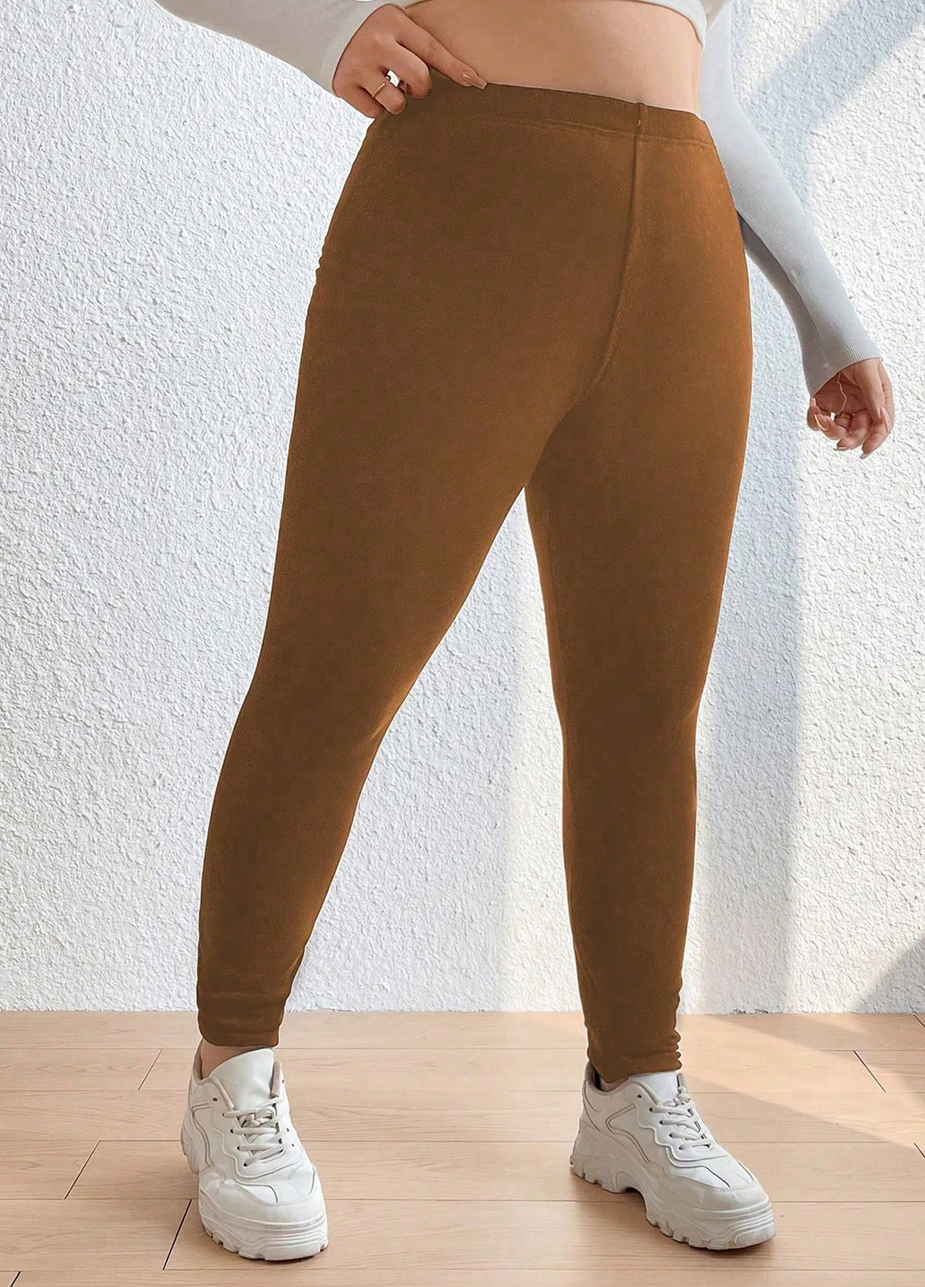 Светло-коричневые демисезонные леггинсы SHEIN