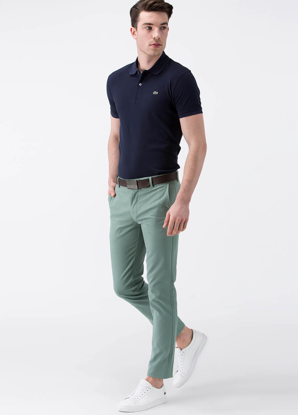 Светло-зеленые кэжуал демисезонные чиносы брюки Lacoste