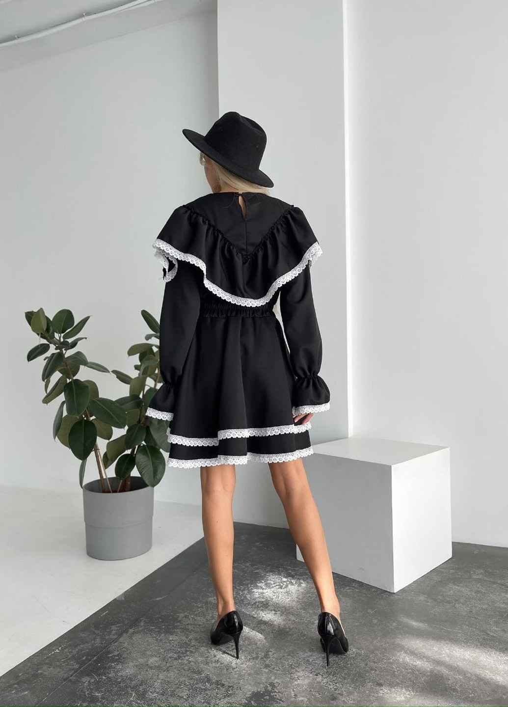 Чорна кежуал сукня кльош No Brand однотонна