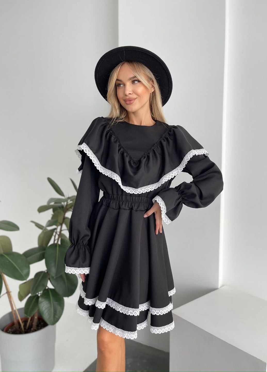 Чорна кежуал сукня кльош No Brand однотонна