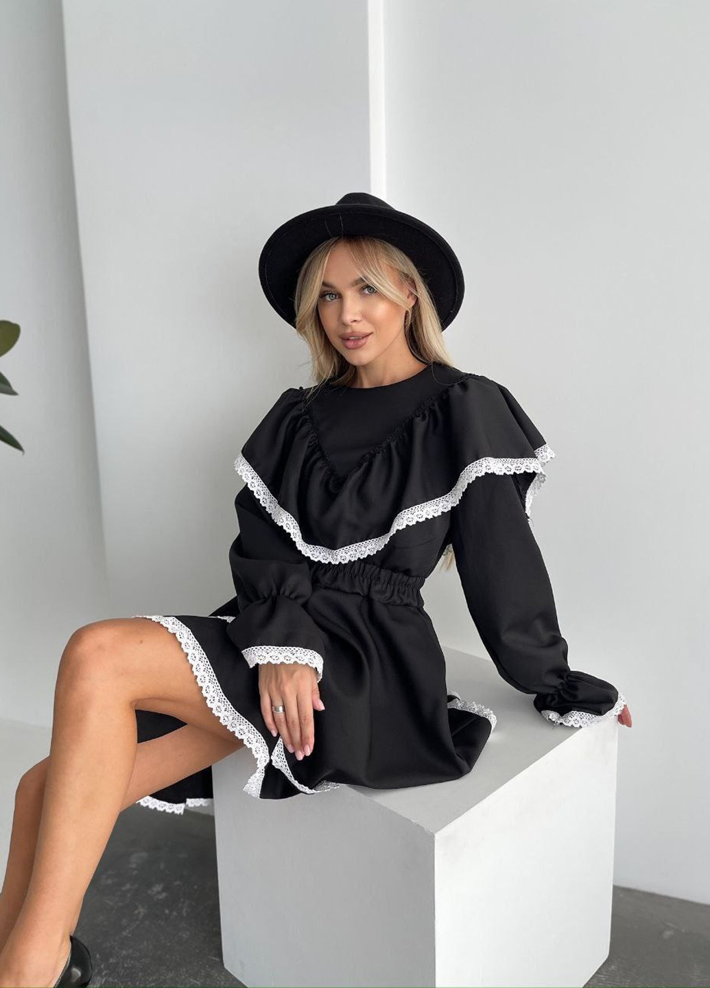 Чорна кежуал сукня кльош No Brand однотонна