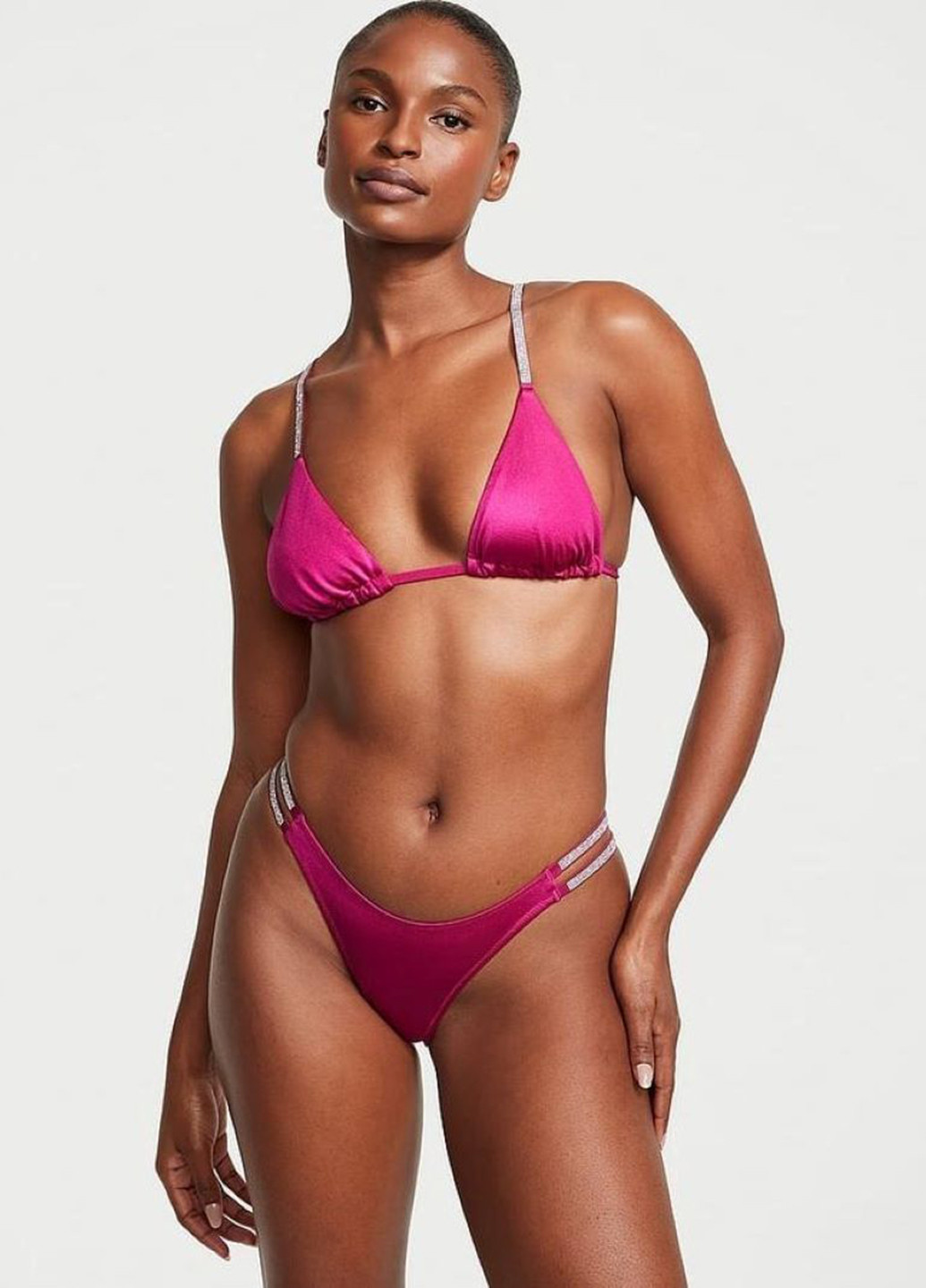 Розовый летний купальник (лиф, трусы) раздельный Victoria's Secret