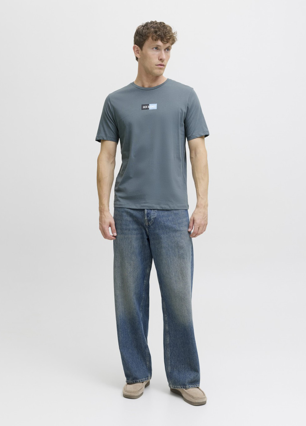 Сіро-голубий футболка Jack & Jones