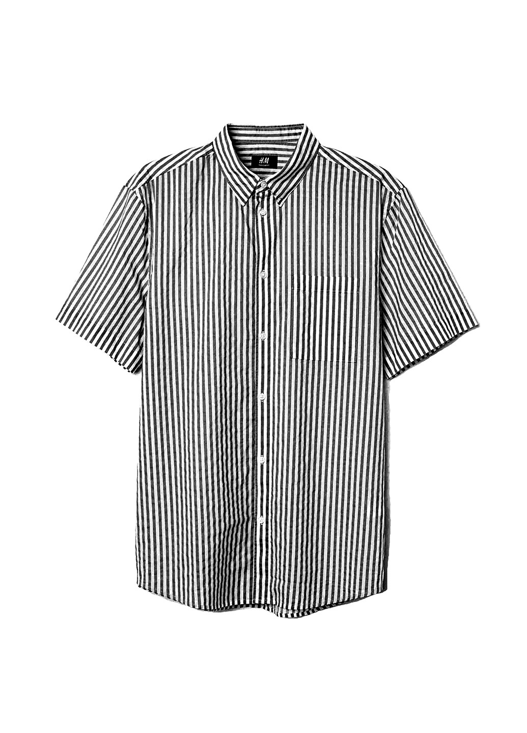 Черно-белая кэжуал рубашка в полоску H&M с коротким рукавом