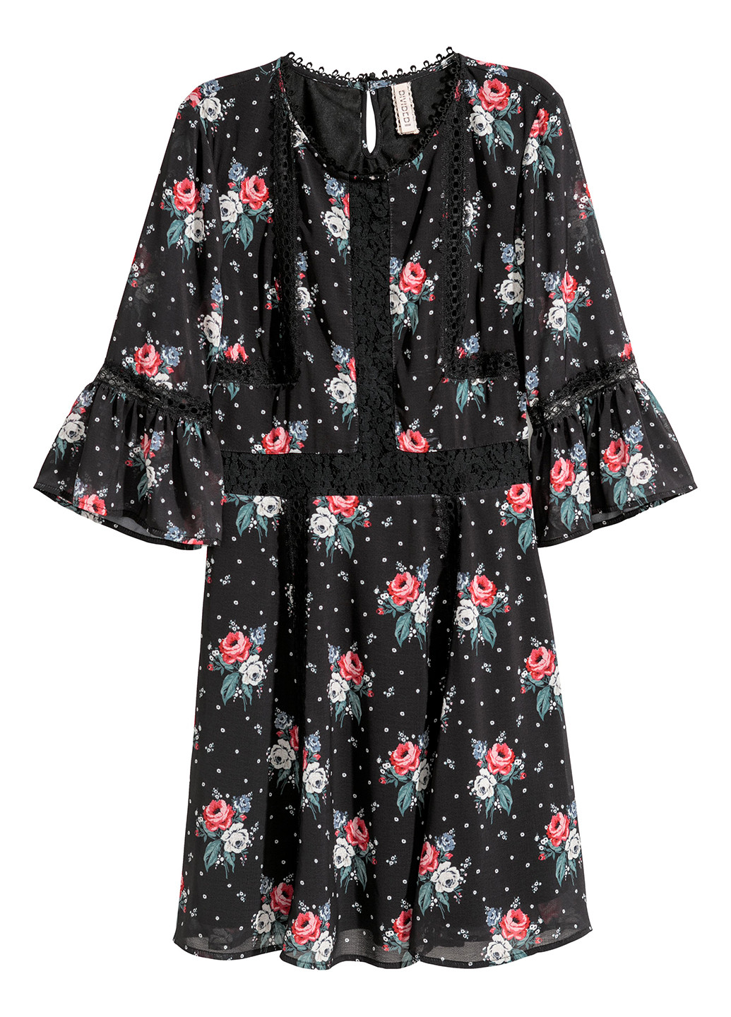 Чорна кежуал плаття а-силует H&M з квітковим принтом