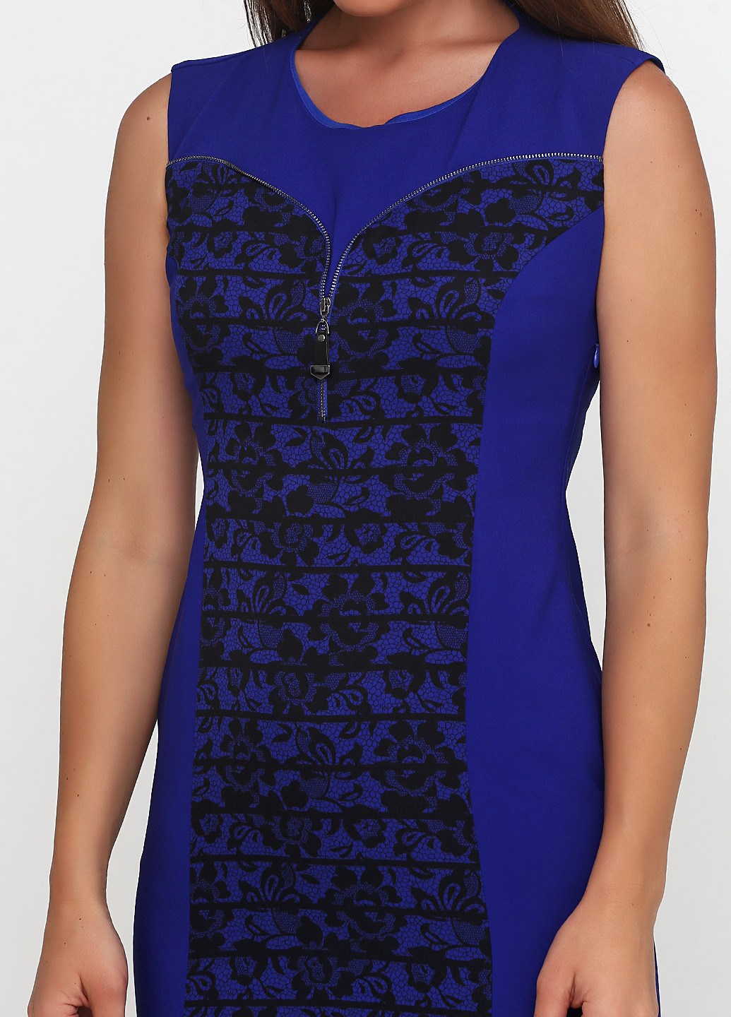 Синее кэжуал платье футляр Sassofono с цветочным принтом