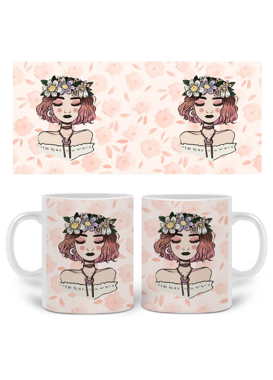 Кружка Девушка с цветами (Girl with flowers) 330 мл Чашка Керамическая (20259-2841) MobiPrint (221743181)