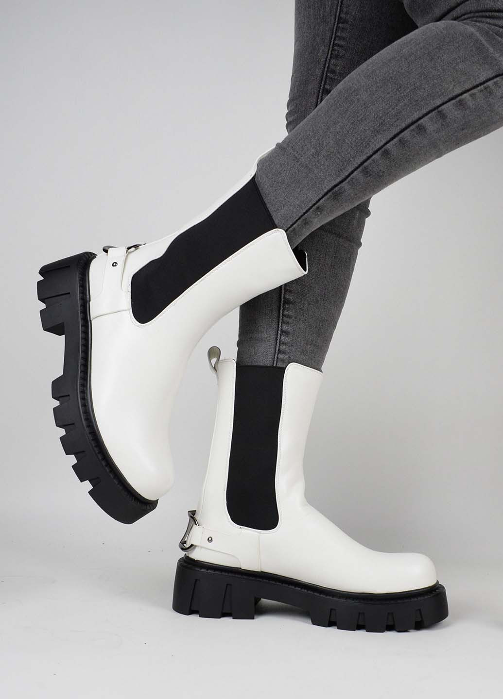 Черевики жіночі демісезонні No Brand Ботинки однотонні білі