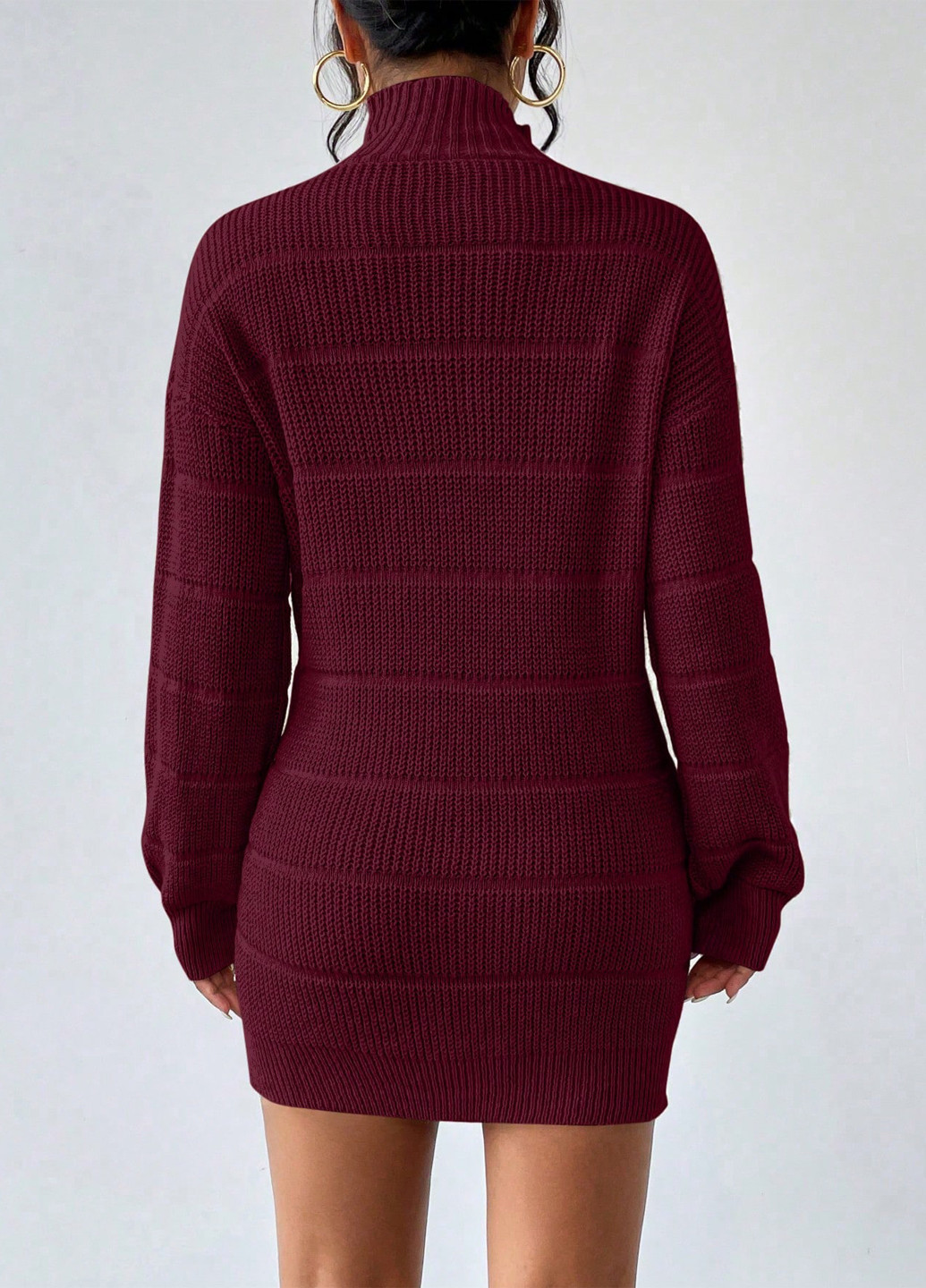 Бордовое кэжуал платье платье-свитер SHEIN однотонное