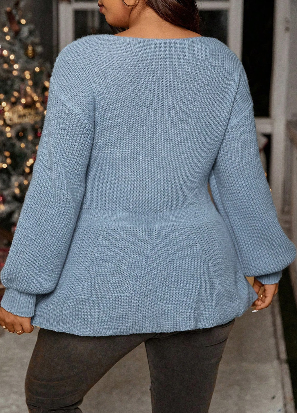 Темно-голубой демисезонный свитер SHEIN