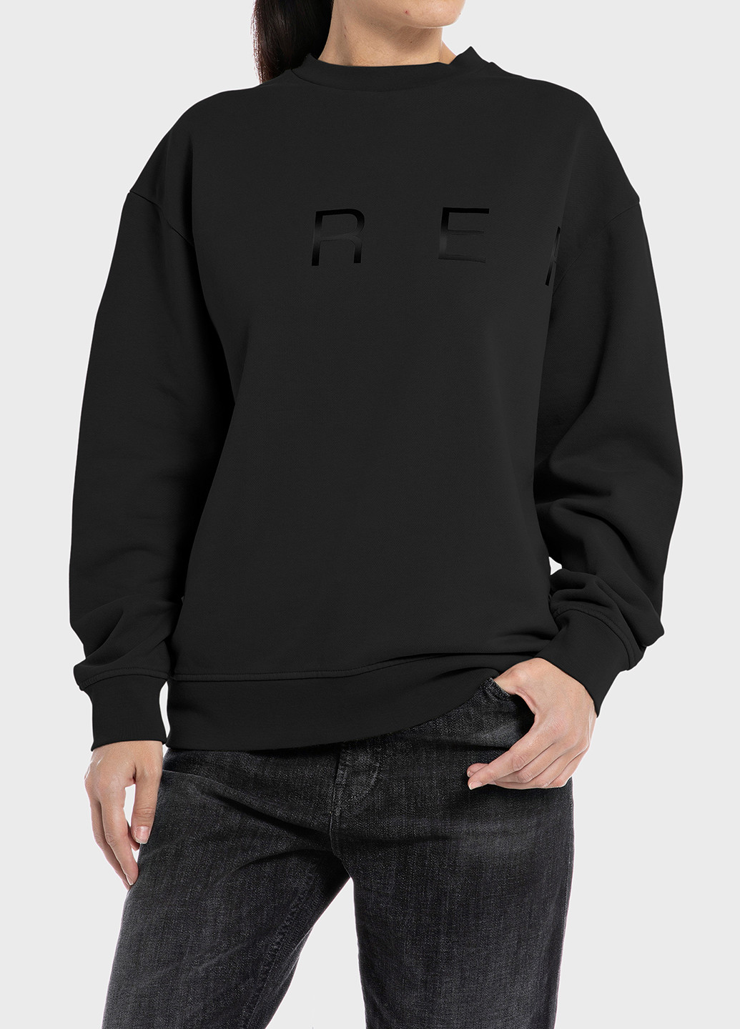 Чорний світшот Replay логотип без декору (315033548)