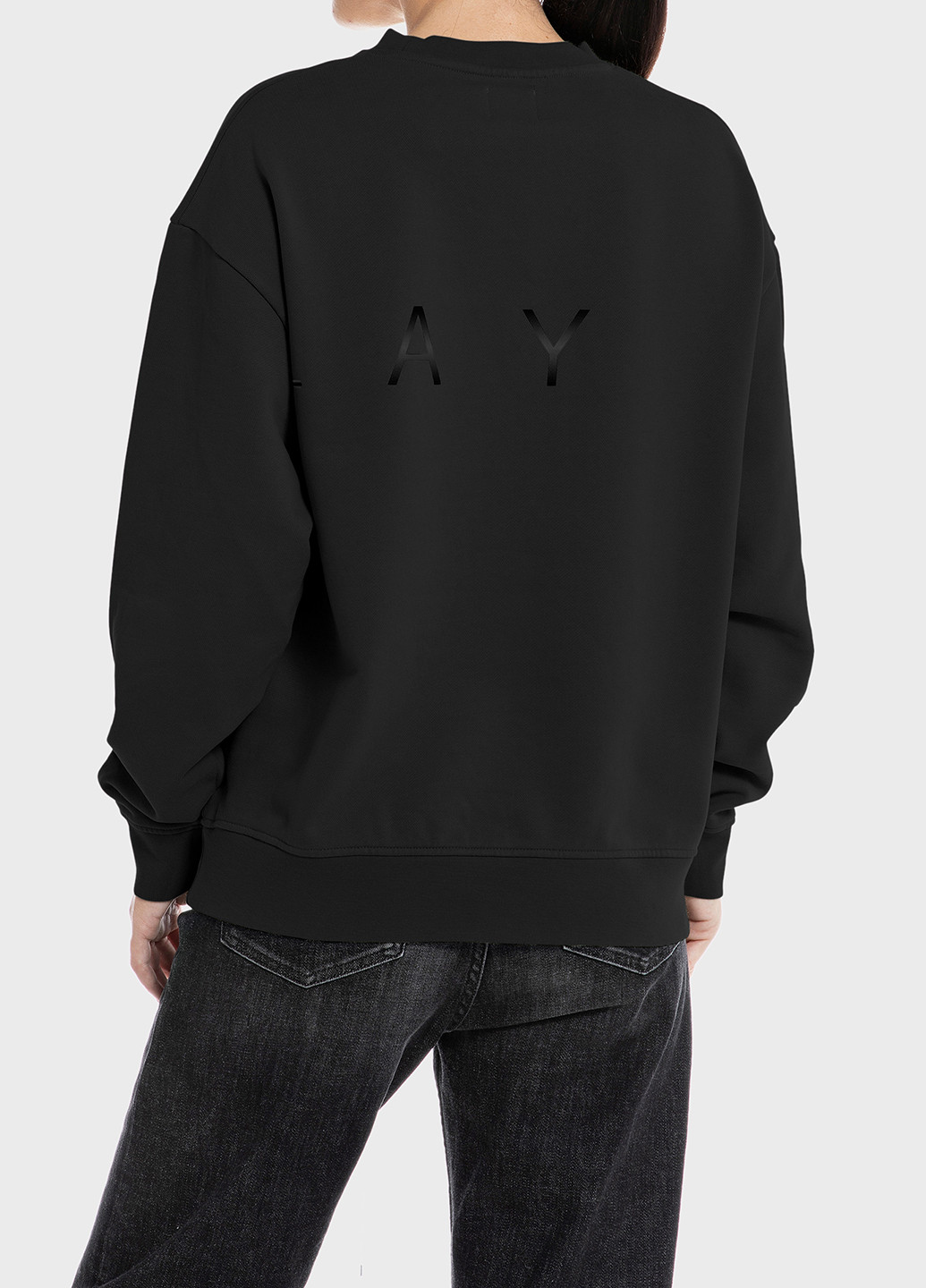 Чорний світшот Replay логотип без декору (315033548)