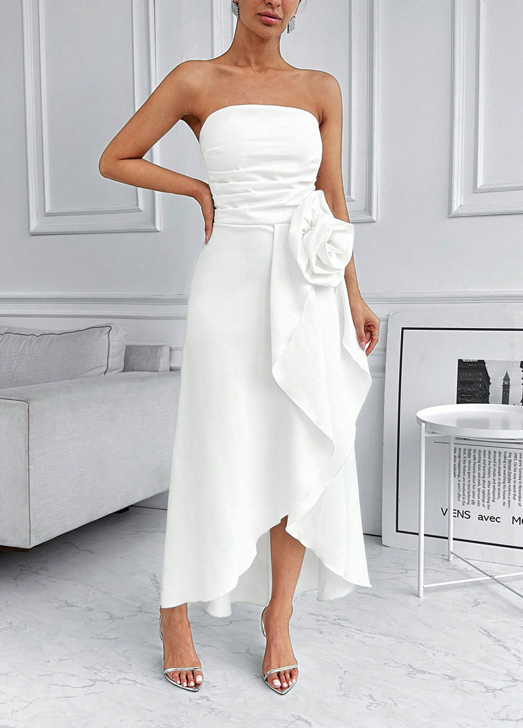 Білий кежуал сукня SHEIN однотонна