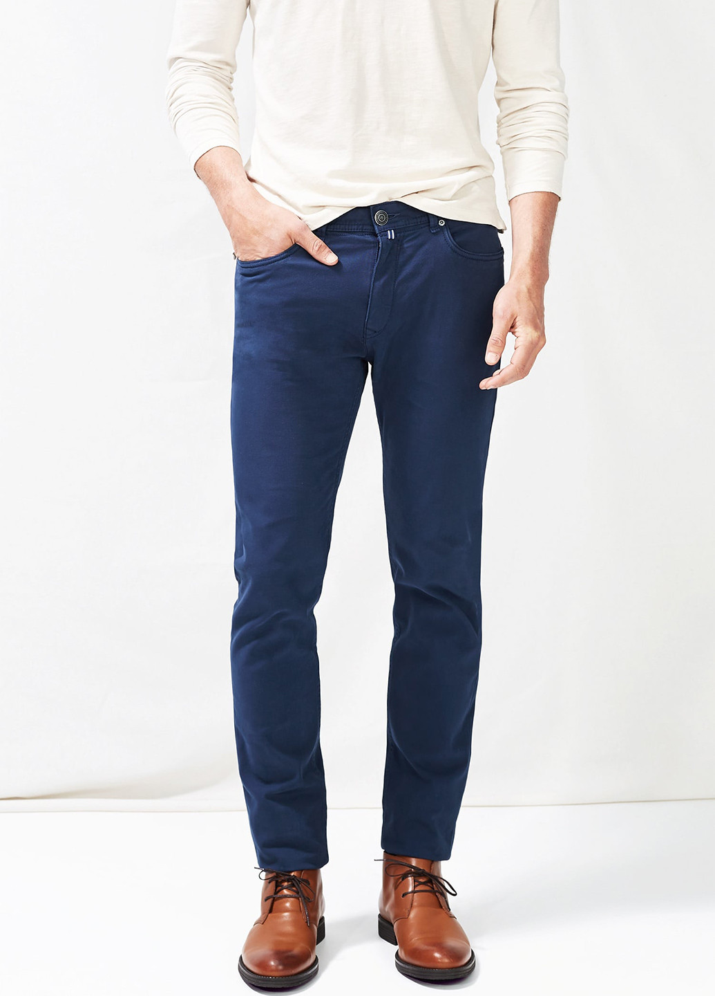 Синие джинсовые летние прямые брюки Mango