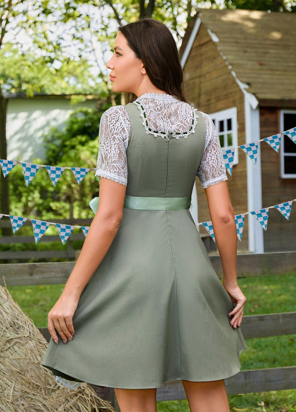 Сіро-зелена кежуал сукня кльош SHEIN однотонна