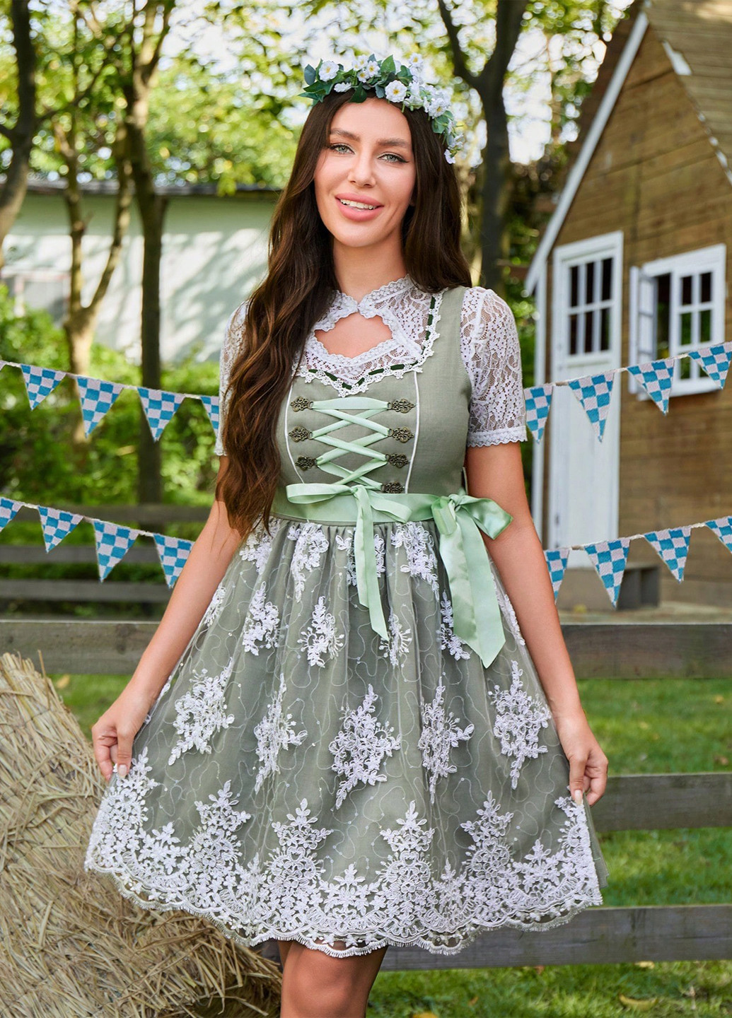 Сіро-зелена кежуал сукня кльош SHEIN однотонна