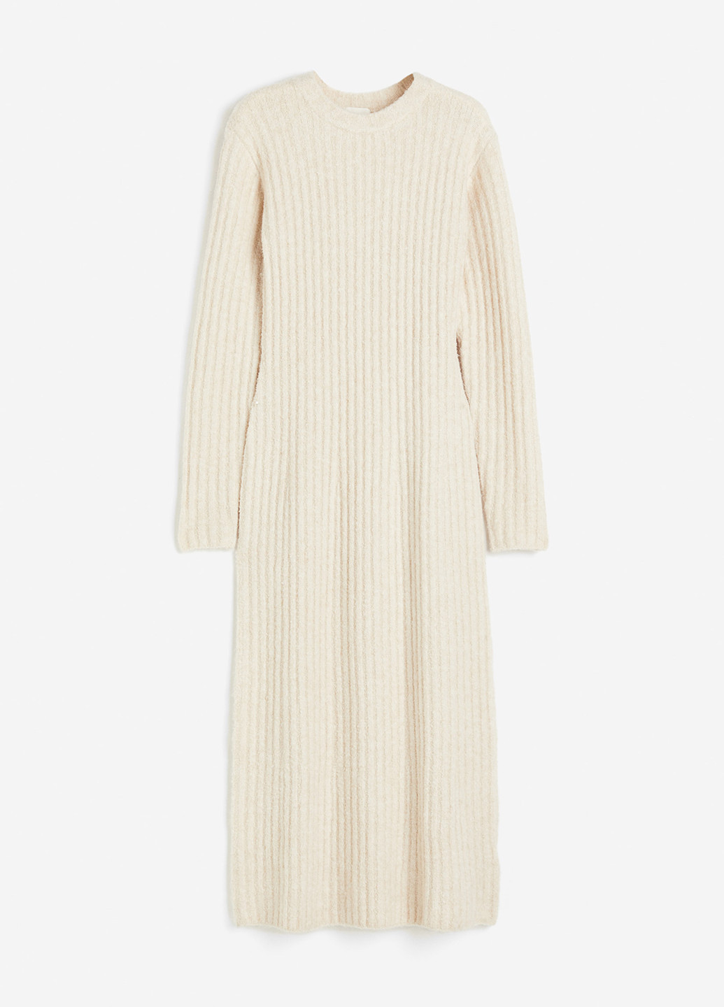 Молочна кежуал сукня силуетна, сукня светр, кльош H&M однотонна