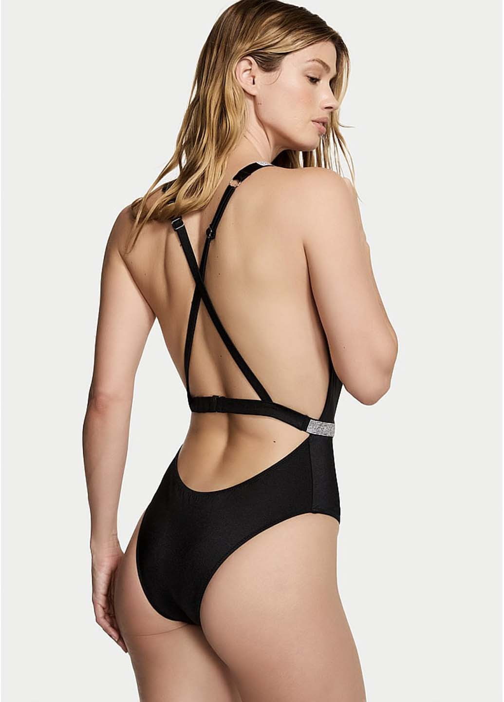 Чорний літній купальник пландж, суцільний Victoria's Secret