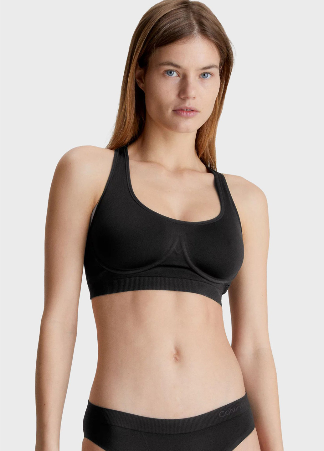 Чорний топ бюстгальтер Calvin Klein з кісточками поліамід