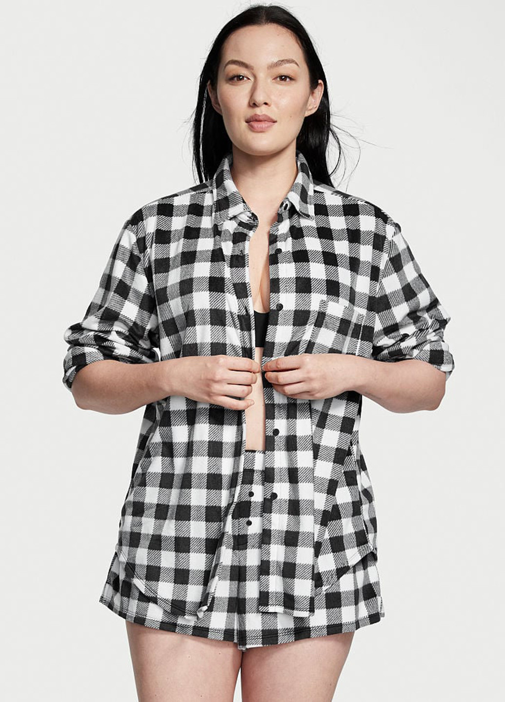 Черно-белая всесезон пижама (рубашка, шорты) рубашка + шорты Victoria's Secret