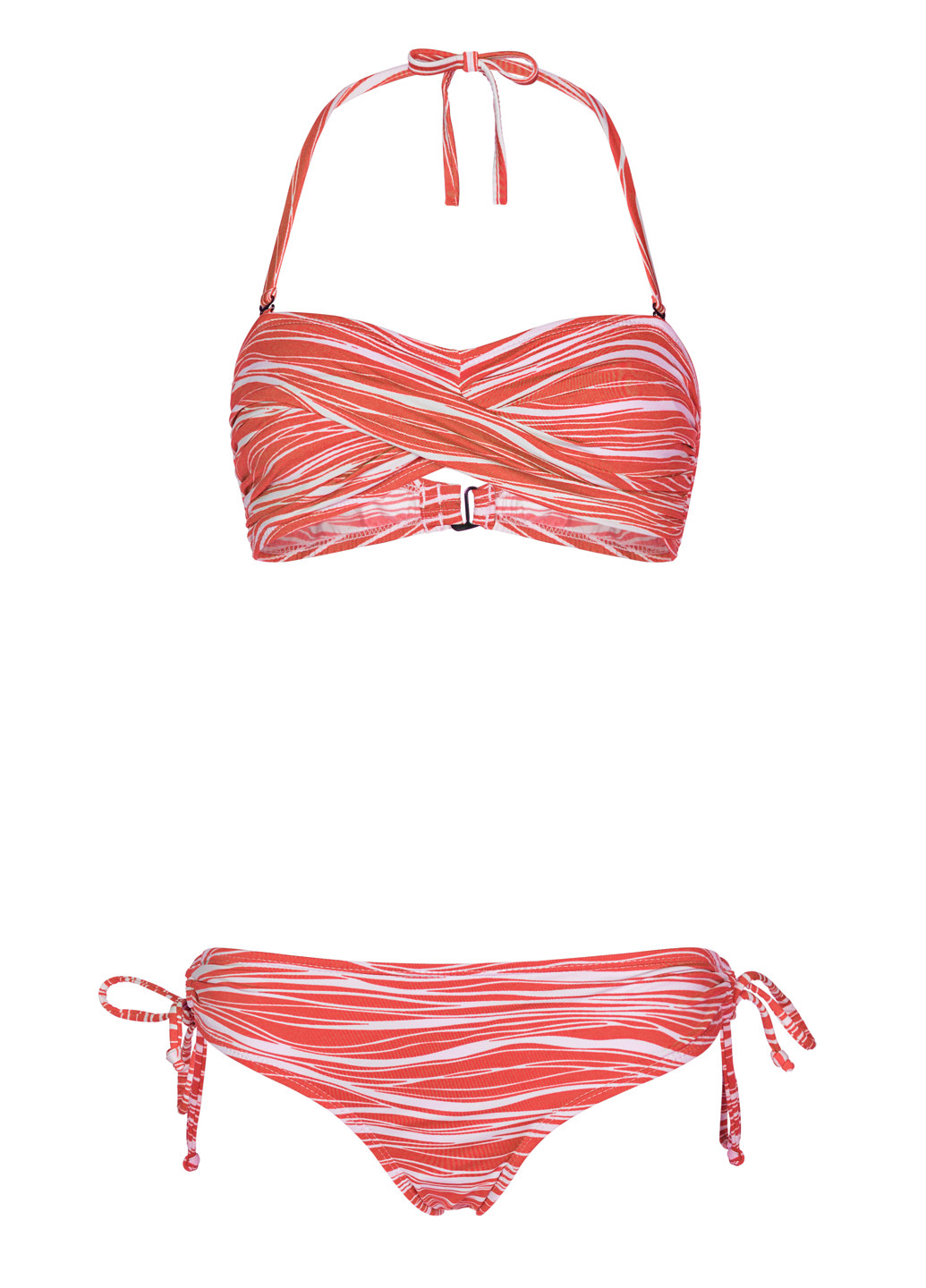 Червоний літній купальник бандо в полоску роздільний, бікіні, бандо, халтер Beach Panties