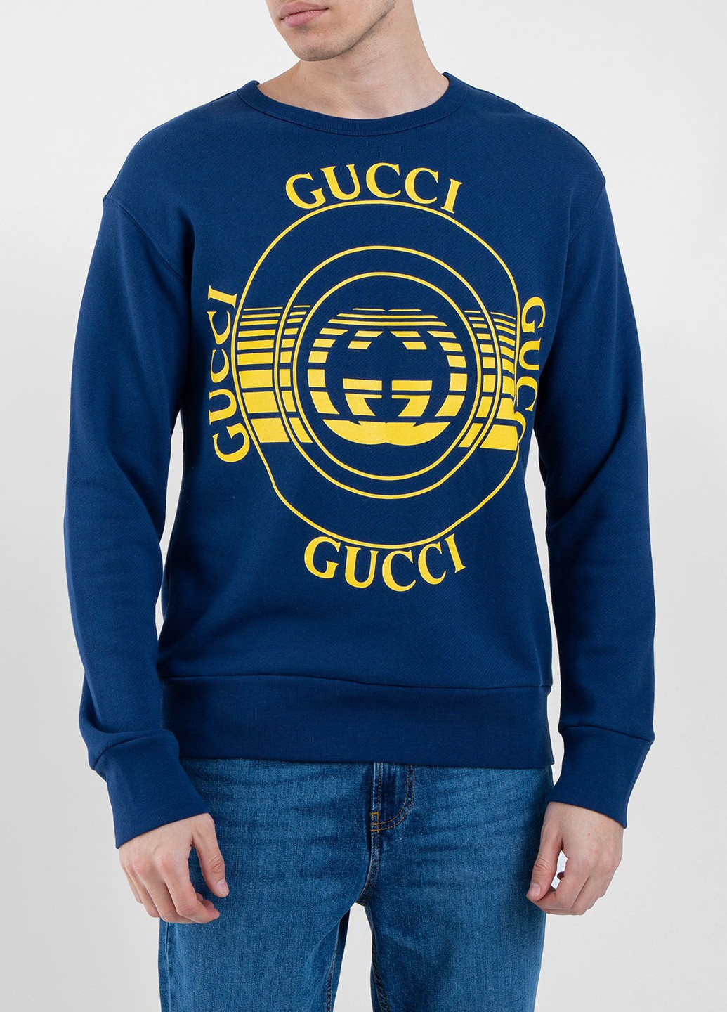 Черный свитшот с логотипом Gucci - крой однотонный синий кэжуал - (251176384)