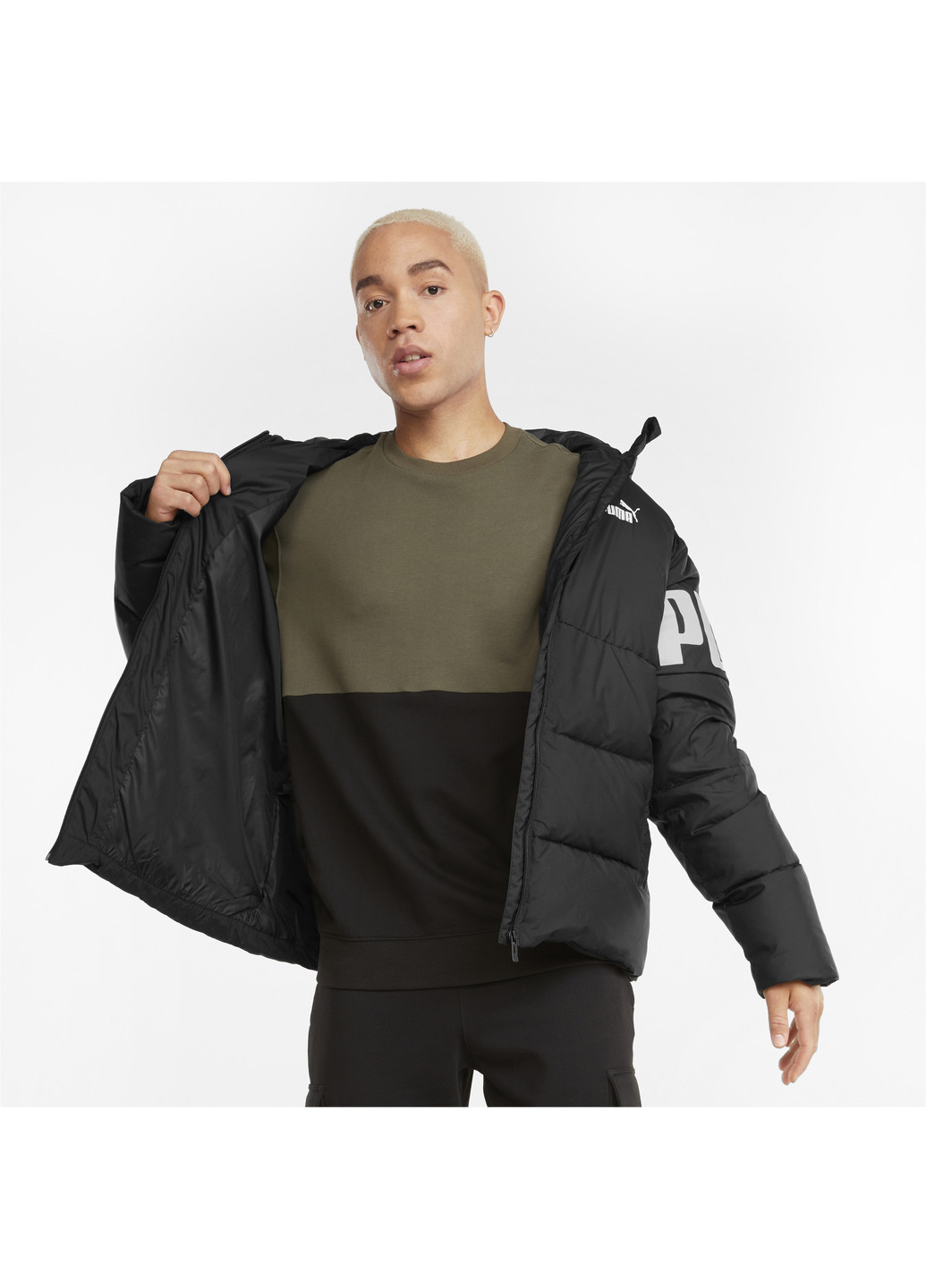 Черная демисезонная куртка essentials+ cb down men's jacket Puma