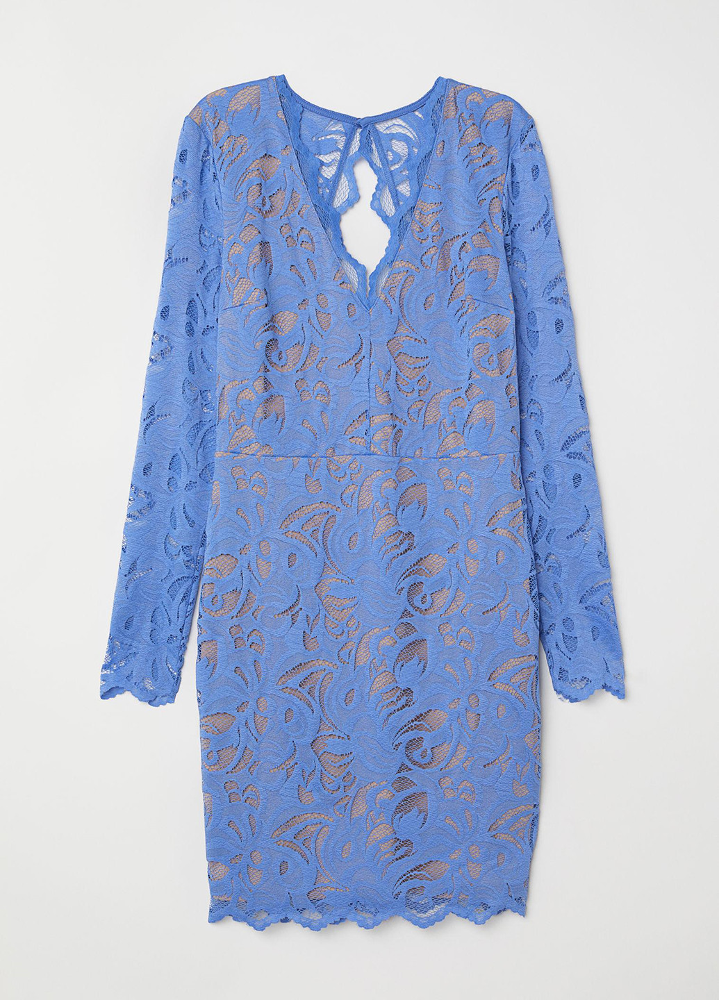 Голубое вечернее платье футляр H&M однотонное