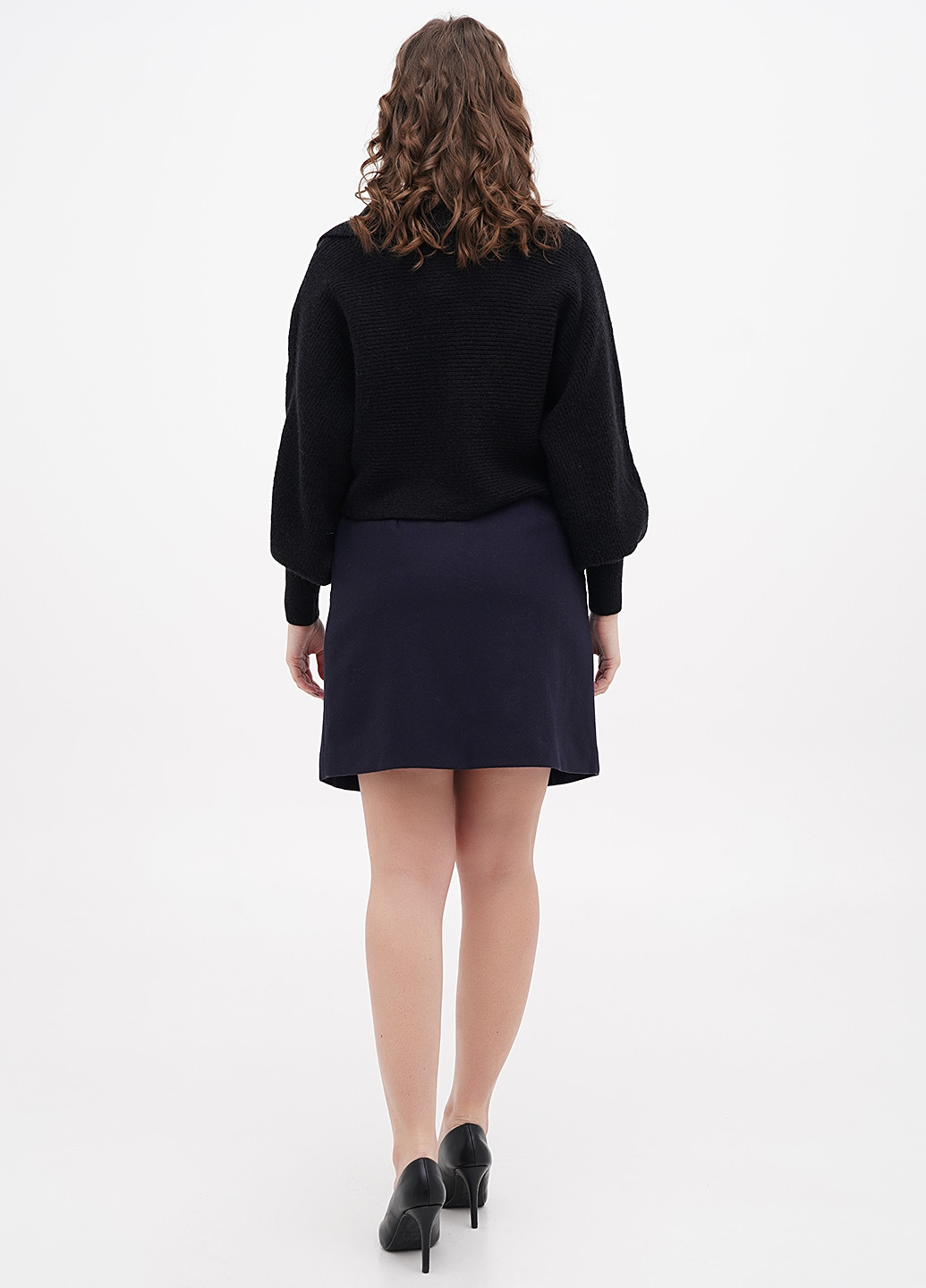 Темно-синяя кэжуал однотонная юбка Boden а-силуэта (трапеция), на запах