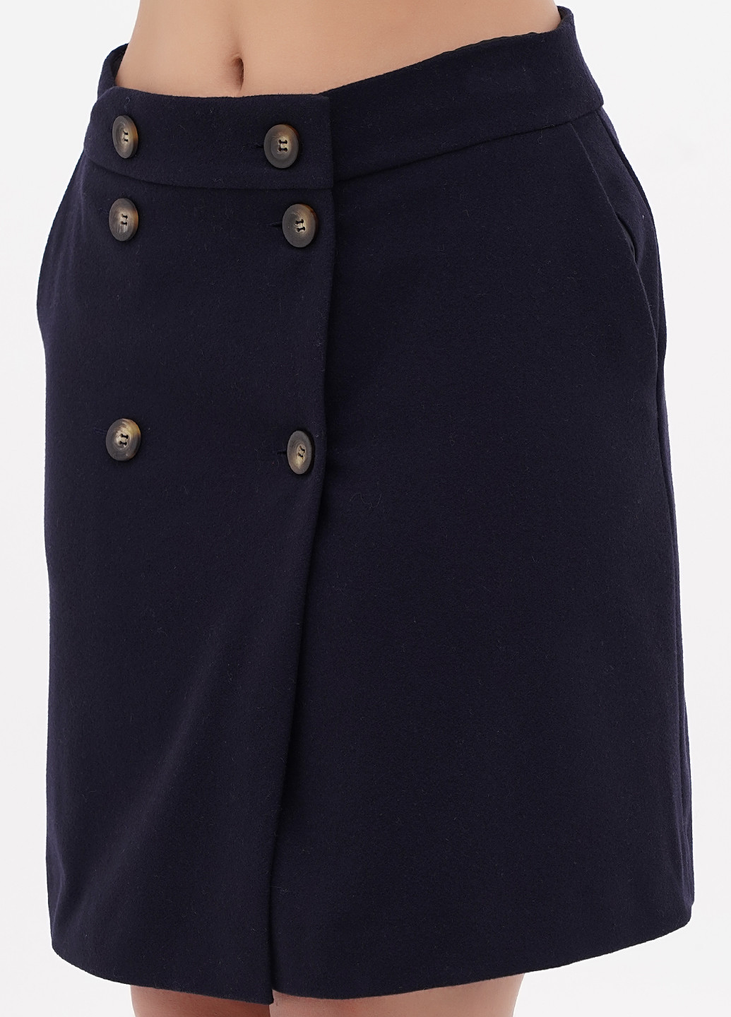 Темно-синяя кэжуал однотонная юбка Boden а-силуэта (трапеция), на запах