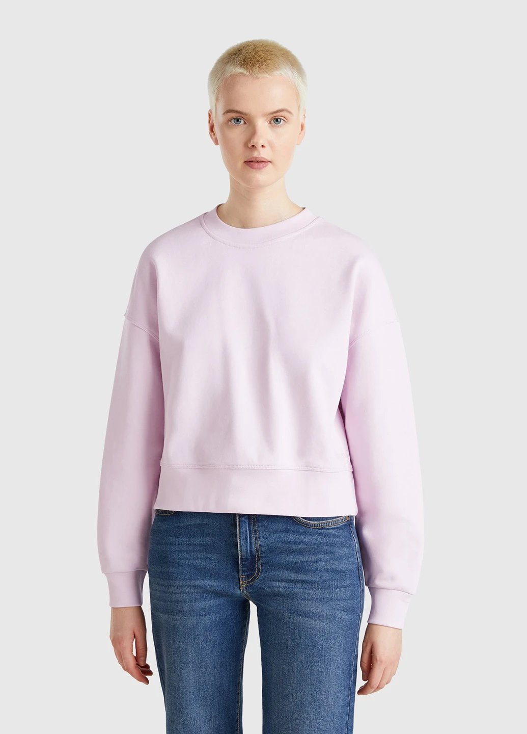 Рожевий світшот United Colors of Benetton однотонний без декору (329349396)