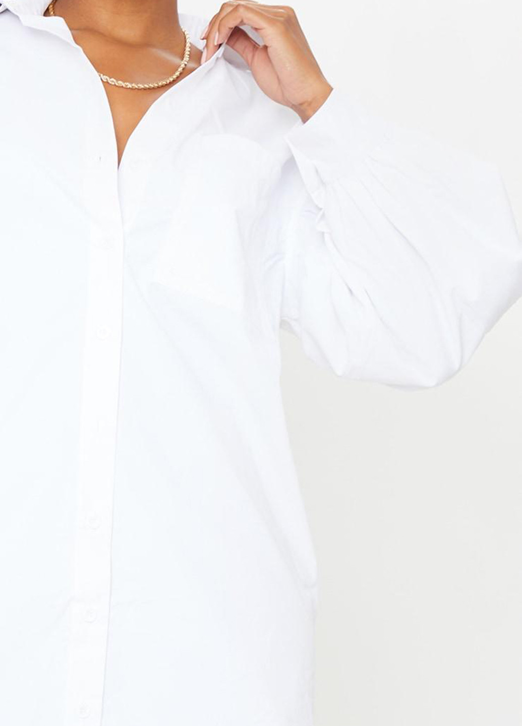 Белое кэжуал платье рубашка PrettyLittleThing однотонное