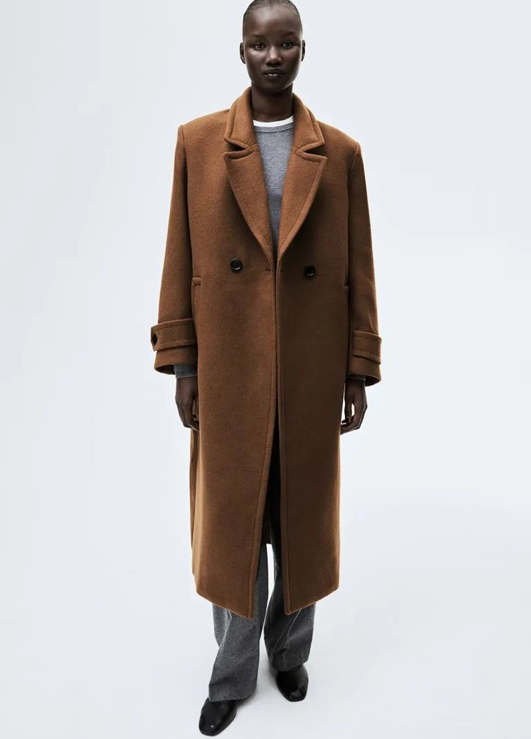 Коричневое демисезонное Пальто двубортное H&M