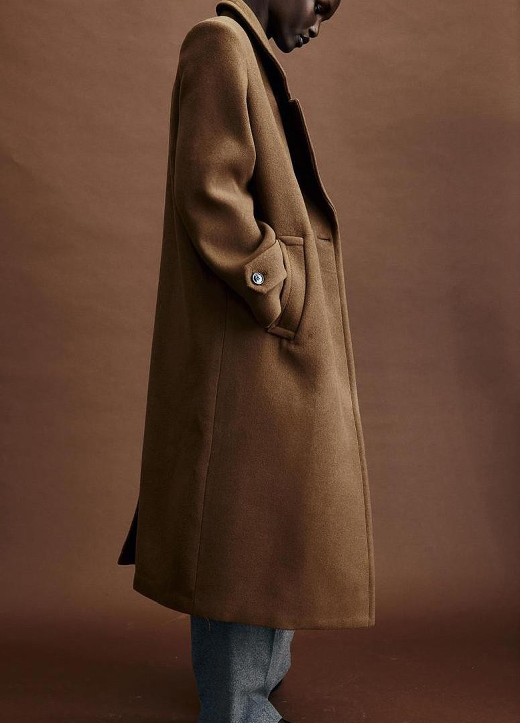 Коричневое демисезонное Пальто двубортное H&M