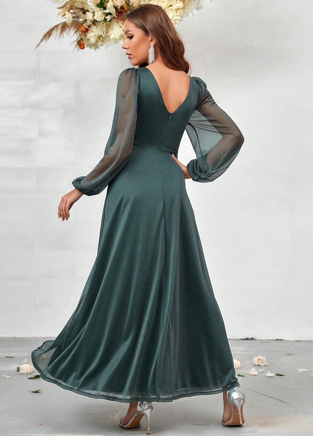 Смарагдова святковий сукня а-силует SHEIN однотонна