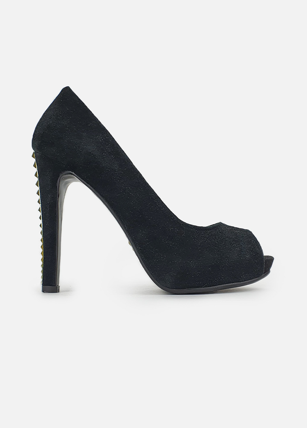 Туфли женские с шипами на высоком каблуке черные Glossi