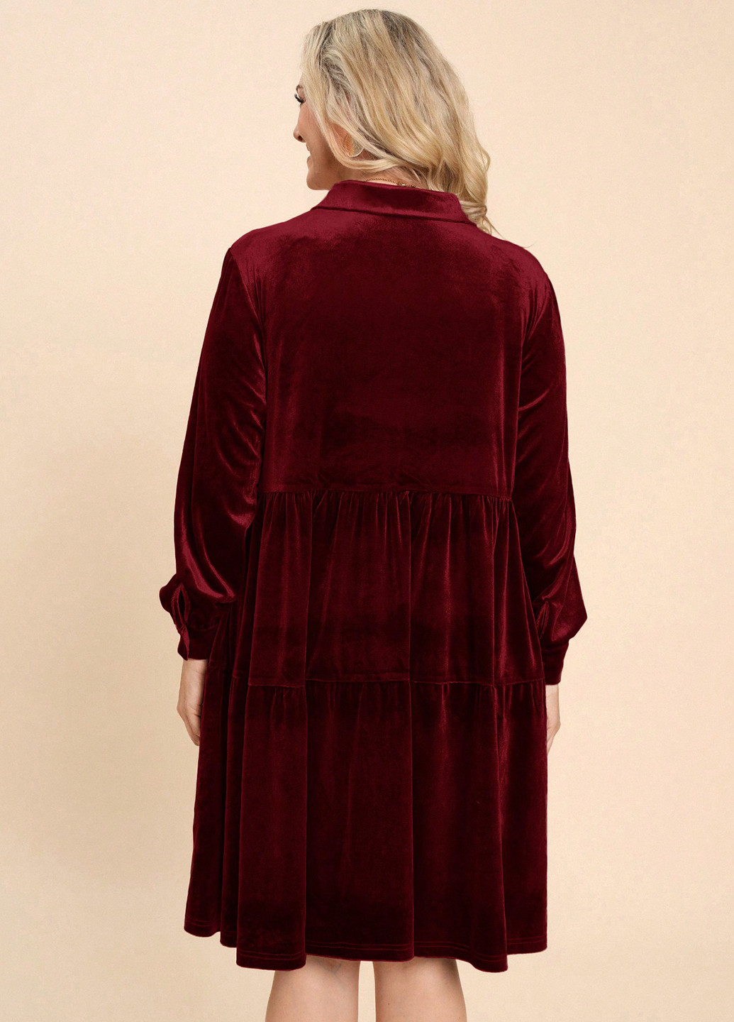 Бордова кежуал сукня а-силует, сукня-сорочка SHEIN однотонна