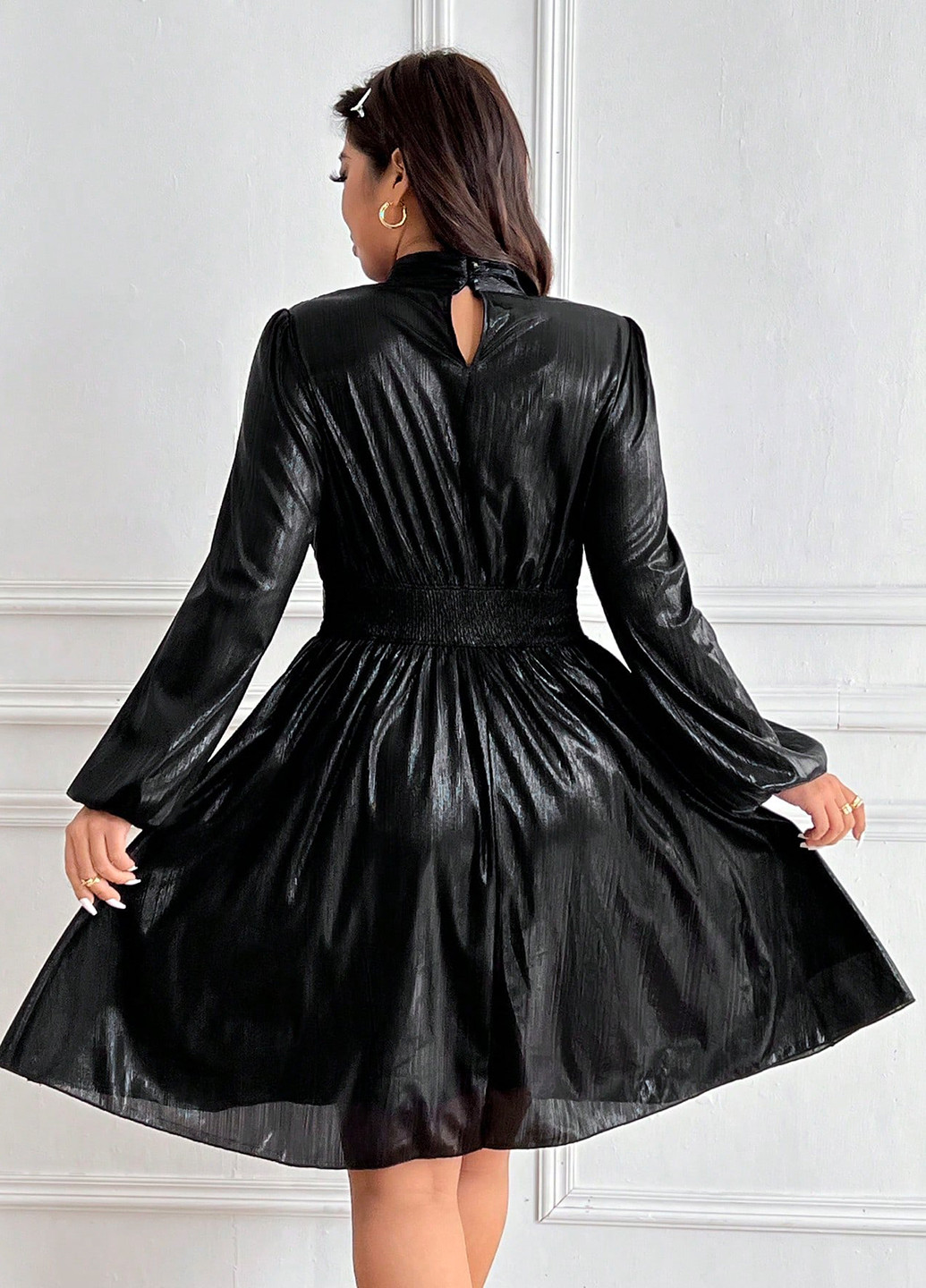 Чорна вечірня сукня кльош SHEIN однотонна