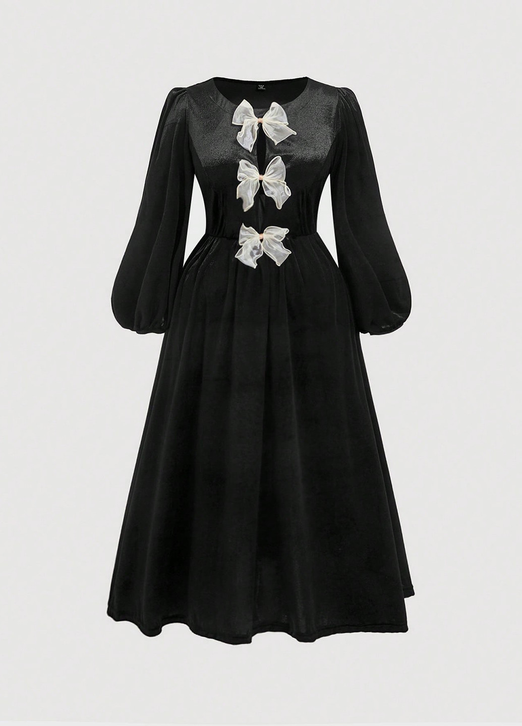 Черное вечернее платье клеш SHEIN однотонное