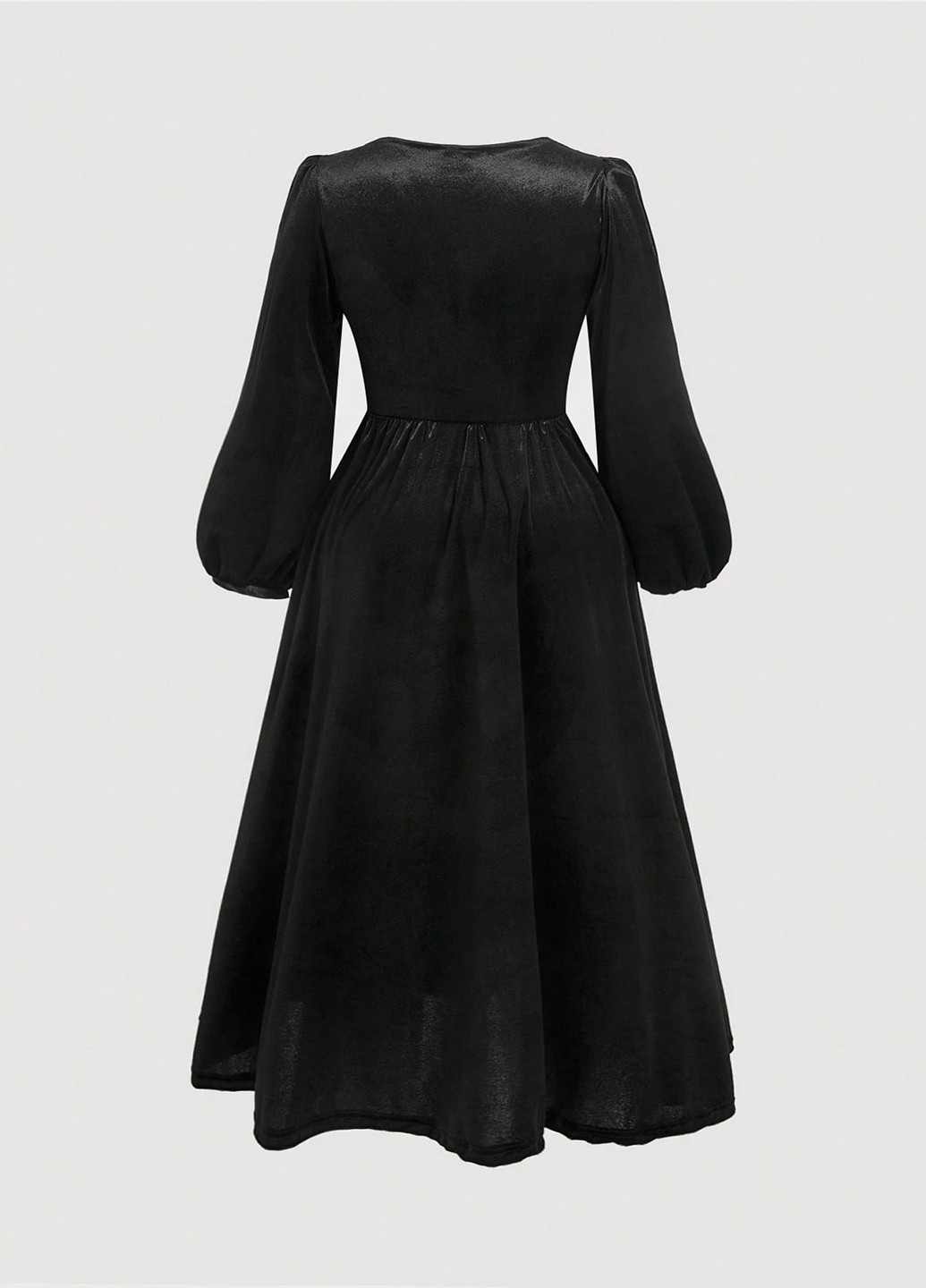 Черное вечернее платье клеш SHEIN однотонное