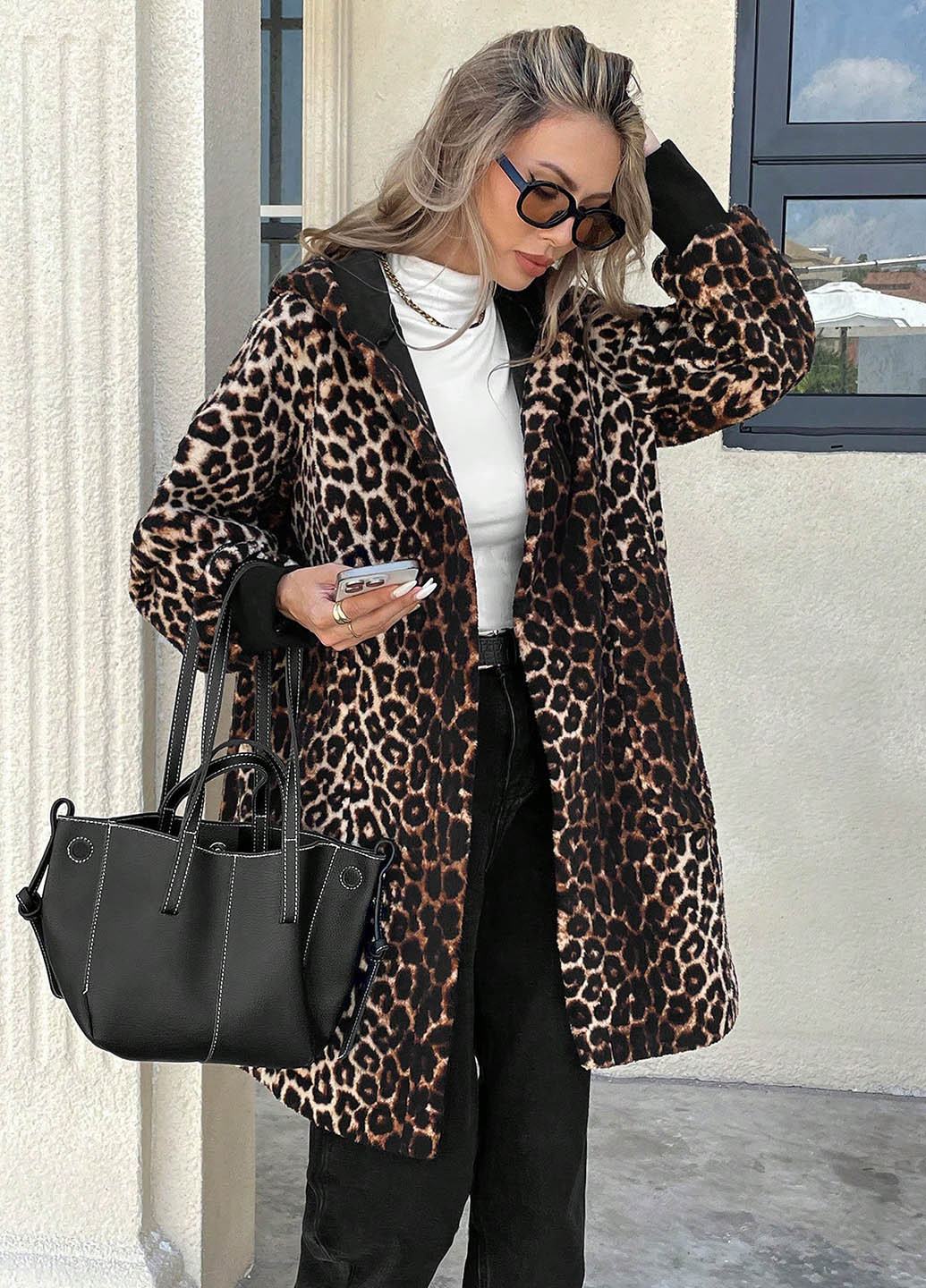 Комбіноване демісезонне Пальто однобортне SHEIN